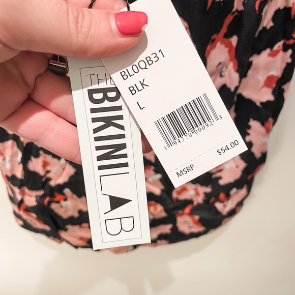 The Bikini Lab - black and pink multi beach coverup - NWT - size L - Picture 5 of 6